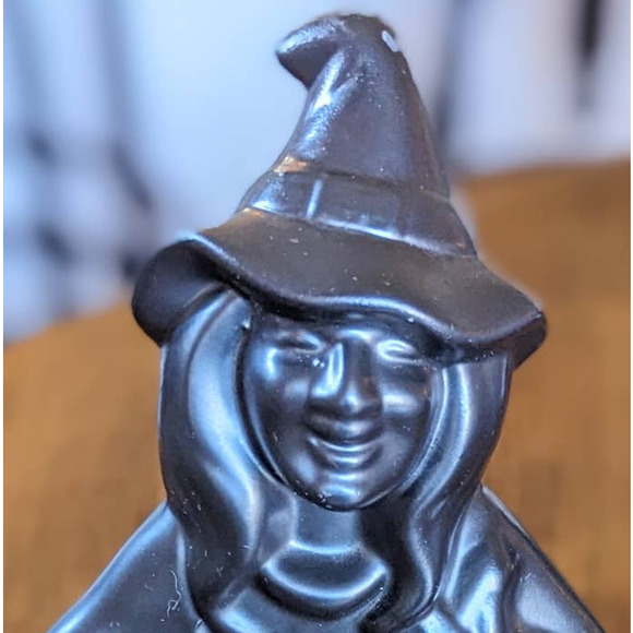 Vintage Witch w Spoon Matte Black Ceramic for Halloween Cauldron/Candy Dish - Picture 4 of 13